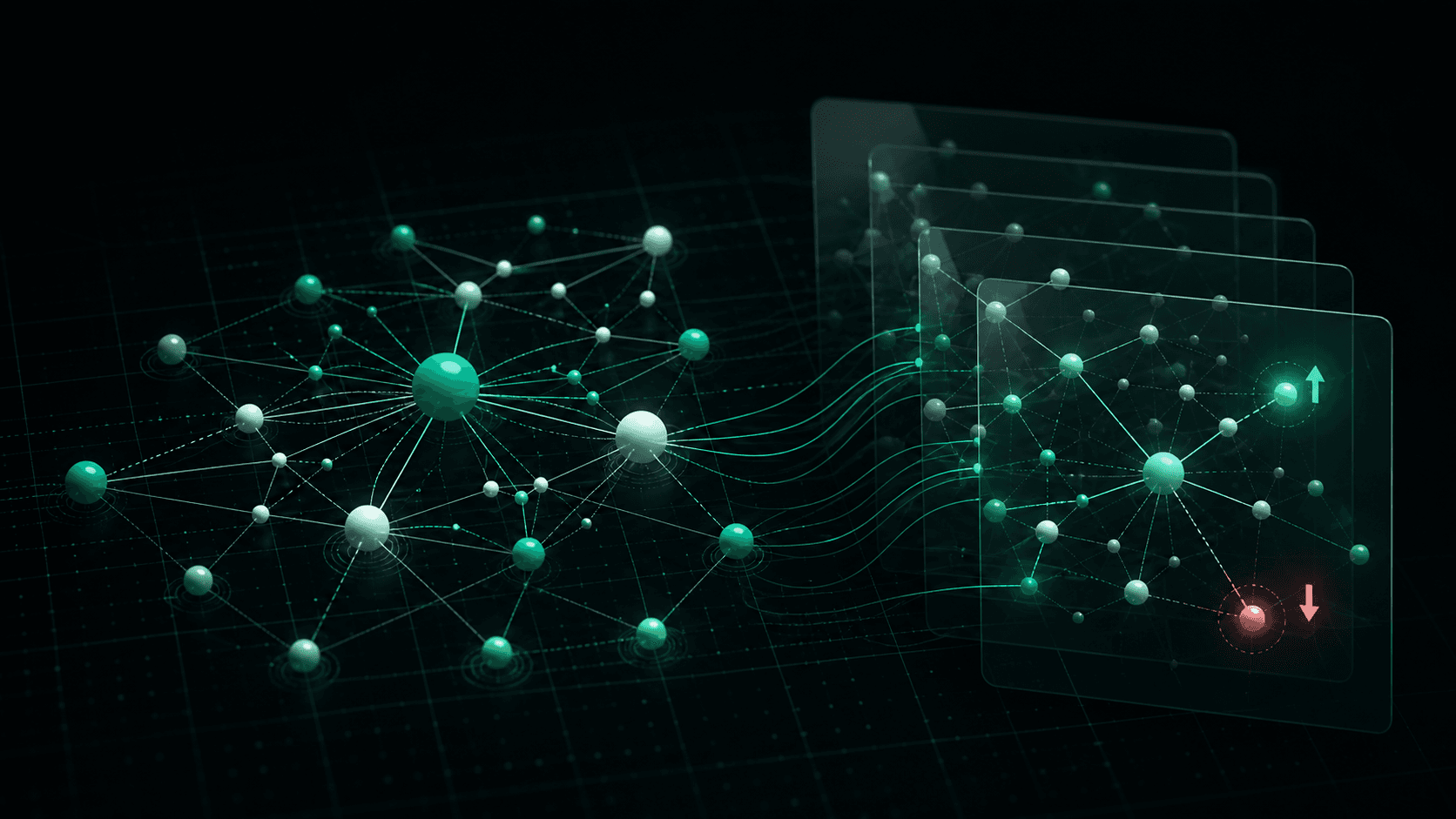 A living market map evolving across layered snapshots of connected company data